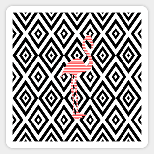 Abstract geometric pattern - black and white - pink flamingo Sticker